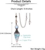 MANIFO Aquamarine Resin Crystal Pendulum 6 Faceted Point Gemstone Reiki Healing ... - Image 5