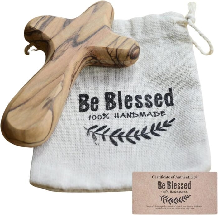 4" Hand Held Olive Wood Clinging Cross from Bethlehem in Pouch (Certified) - Fin... - Image 10
