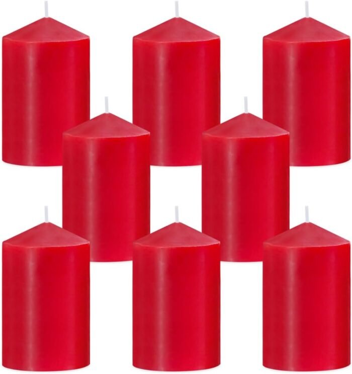 2x3 Inch Red Pillar Candles, 24 Hour Small Unscented Dripless Burgundy Colored C... - Image 2
