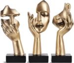 3 Pcs Thinker Small Statue Set - Black Gold Abstract Art Figurines Home Living R... - Image 2