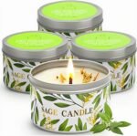 4 Pack Sage Candles for Cleansing House Energy, Pure White Sage Candle Housewarm... - Image 2