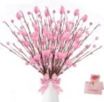 6 Pcs Valentine’s Day Gifts, Artificial Berry Flower Stems with Pink Heart Shape... - Image 2