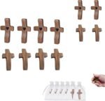 6 Pieces Wooden Cross ，Walnut Pocket Cross for Anxiety Relief Prayer Religious C... - Image 2