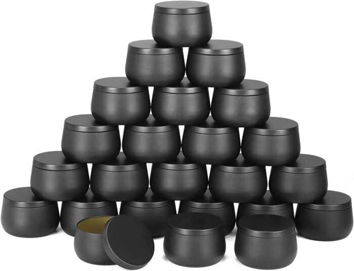 8oz Candle tins with lids,Black Candle Jars,Bulk Candle tins for Making Candles,... - Image 2