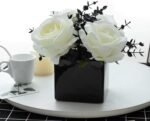Artificial Flowers with Small Ceramic Vases, Roses in Vases Plastic Artificial F... - Image 2