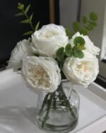 Artificial Flowers with White Roses in Vase, Fix Lifelike Fake Flowers in Vase w... - Image 2