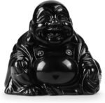 Artistone Black Obsidian Crystal Happy Buddha Statue 2 Inch Hand Carved Gemstone... - Image 2
