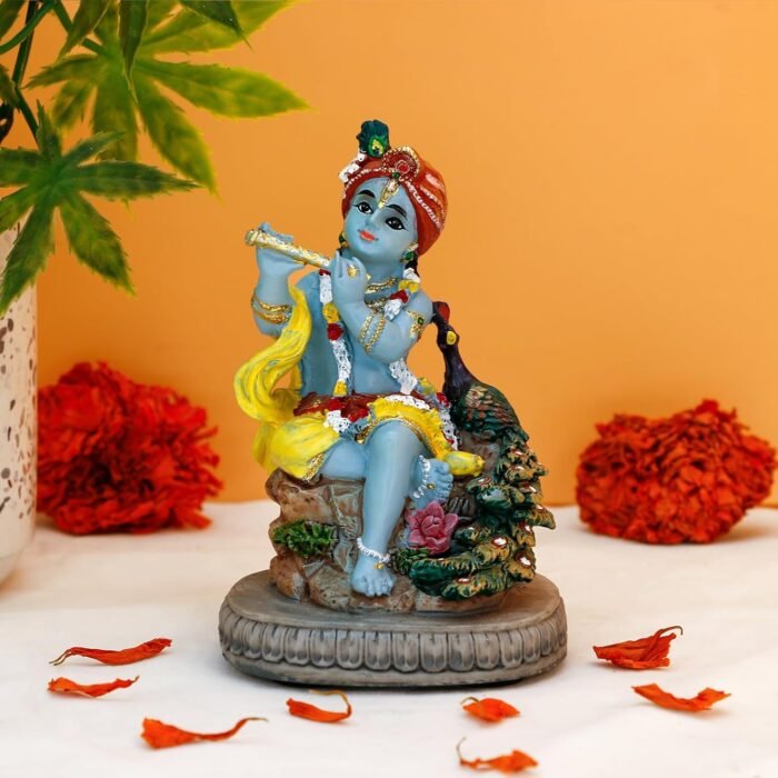 BangBangDa Indian Lord Krishna Idol Statue - 4.3" H Hindu God Krishna Diwali Gif... - Image 2