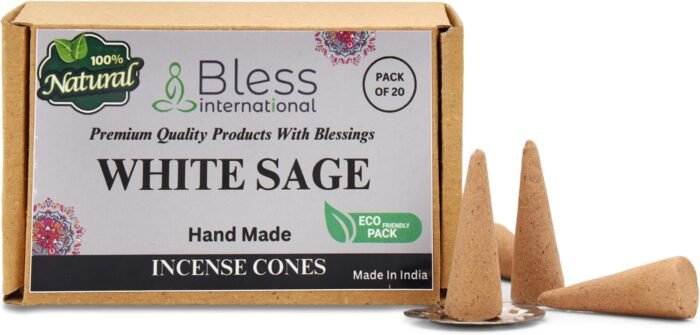 Bless-International White Sage 100%-Natural-Incense-Cones Handmade-Hand-Dipped O... - Image 2