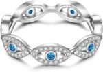Blue Evil Eye Ring Nazar Amulet Ojo Sterling Silver Evil Eyes Rings for Women Ma... - Image 2