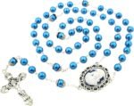 Blue Head of Christ Cameo Rosary, Catholic Antique Glass Prayer Beads, Religious... - Image 2