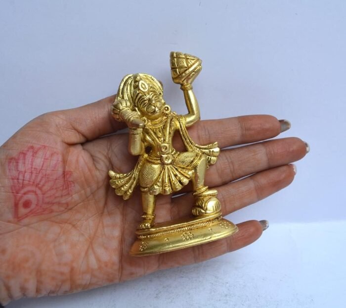 Brass Hanuman Statue Sculpture Murti Idol - Brass Lord Bajrangbali Decorative Wo... - Image 2
