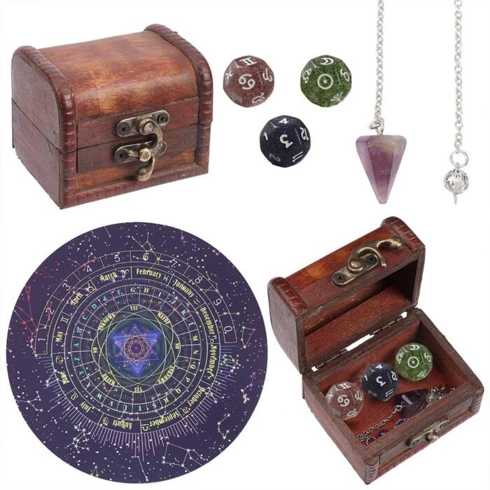CREATCABIN Tarot Astrology Dice Pendulum Board Set Tarot Astrological Dice Chakr... - Image 2