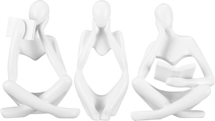 CYYKDA Thinker Statue, White Decor Modern Abstract Art Statue, White Figurines H... - Image 2
