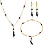 Caiyao Black Azabache Hand Figa Charm Stainless Steel 18K Gold Plated Link Chain... - Image 2