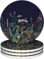 Coasters for Drinks, Set of 4 Absorbent Ceramic Coasters, Wild Flowers Herbs Bot... - Image 2