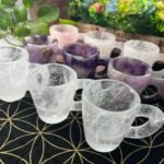 Crystal Drink Rose Quartz Cup, Dream Amethyst Tea Cup, Clear Quartz Cup with Han... - Image 2