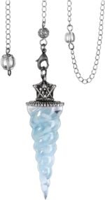 GEHECRST Aquamarine Healing Crystal Pendulum for Divination Dowsing Natural Quar... - Image 2