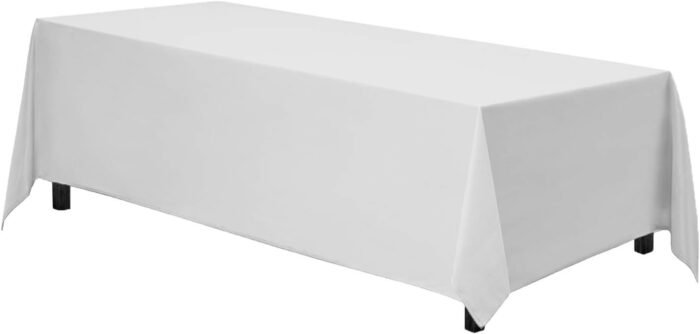 Gee Di Moda Rectangle Tablecloth - 90 x 132 Inch White Table Cloth for 6 Foot Ta... - Image 2
