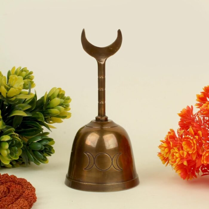 Half Moon with Triple Moon Symbol Altar Bell for Wicca, Pagan, Altars, Meditatio... - Image 2