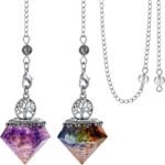 Hicarer 2 Pieces 7 Chakra Crystal Pendulum for Divination Natural Crystal Amethy... - Image 2