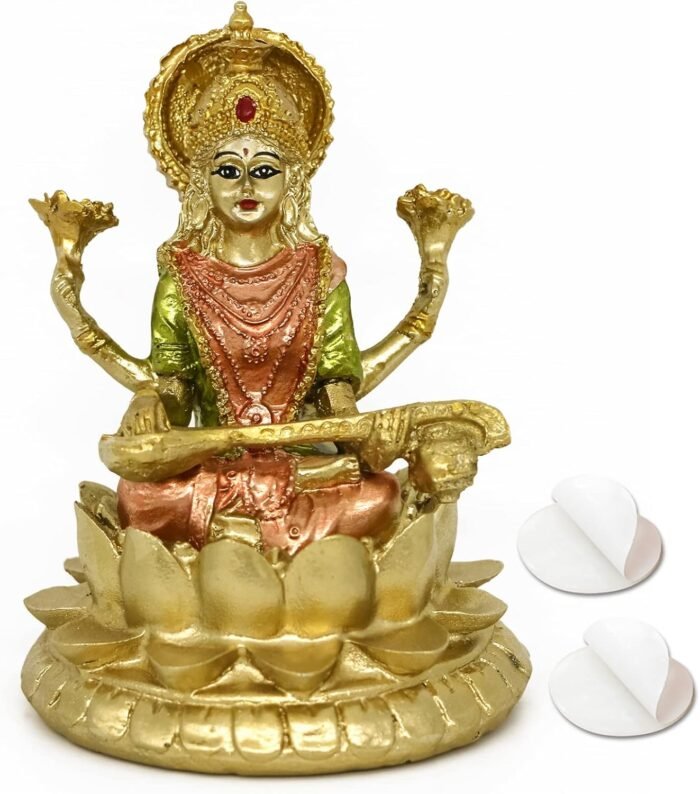 Hindu Goddess Saraswati Statue - 4.4" H Indian God Saraswati Idol Sculpture Diwa... - Image 2