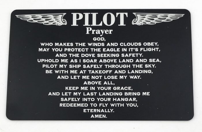 JTM VINTAGE Pilot Prayer Card - God and the Winds Engraved Metal Wallet card 2 s... - Image 2