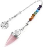 Jovivi Natural Rose Quartz Crystal Pendulums for Dowsing Divination 7 Chakra Rou... - Image 2