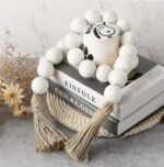 Large White Wooden Beads Garland Farmhouse Decor 50inch long with 1.6" Diameter ... - Image 2