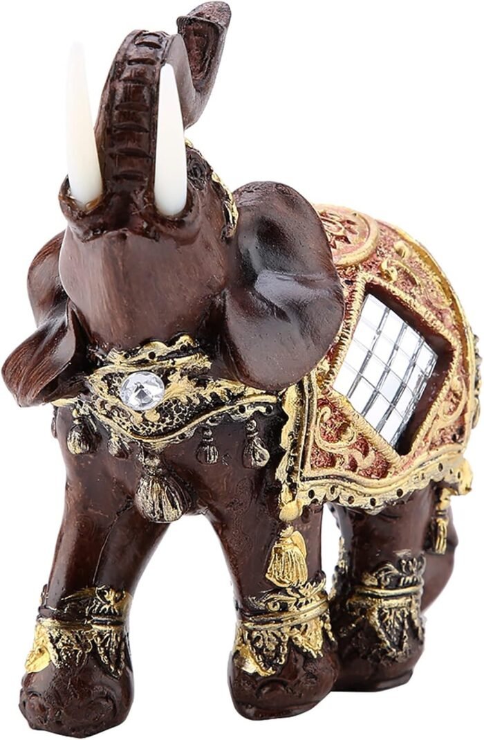 Lucky Feng Shui Wood Grain Eleph Statue, Sculpture Wealth Figurine Gift, Eleph F... - Image 2