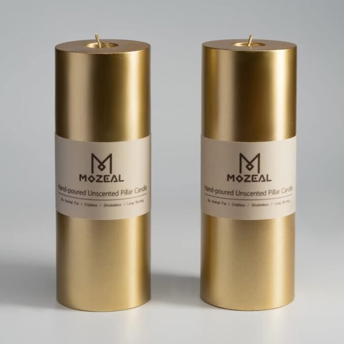 MOZEAL 3" x 8" Hand-Poured Unscented Large Candle,Smokeless Rustic Pillar Candle... - Image 2