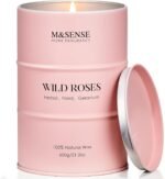 M&SENSE Wild Rose Large Natural Scented Candle, 120 Hours Long Lasting Soy Candl... - Image 2