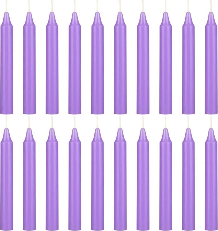 Mega Candles 20 pcs Unscented Lavender Exquisite Mini Taper Spell Candles, 4 Inc... - Image 2