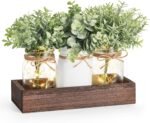 Mkono Mason Jar Table Centerpiece for Dining Room Farmhouse Decor with Wood Tray... - Image 2