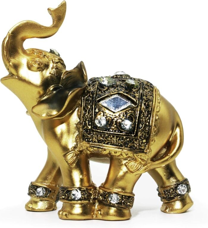 Mose Cafolo 3.8"(H) Golden Elephant Figurine Statue for Good Feng Shui Wealth Lu... - Image 2