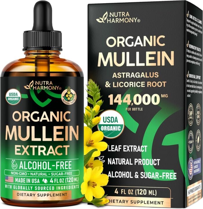 Mullein Drops for Lungs - USDA Organic Liquid - Mullein Leaf Extract Supplement ... - Image 2