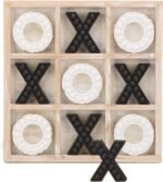NIKKY HOME Tic Tac Toe Game Coffee Table Decor, 10.6 Inch Rustic Wooden Board, B... - Image 2