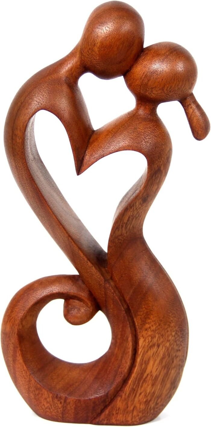 NOVICA Brown Romantic Suar Wood Sculpture , 11.75" Tall 'Everlasting Kiss' - Image 2