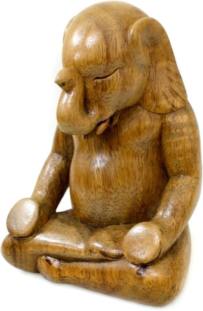 NOVICA Brown Thought, 6.5" Tall 'Elephant Meditates' Wood Sculpture - Image 2