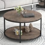 NSdirect Round Coffee Table, 27.5" Small Coffee Table for Living Room,2-Tier Rus... - Image 2