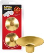 Ner Mitzvah Reusable Metal Candlestick Liners and Drip Guards - Safety Pin Holds... - Image 2