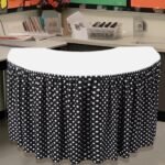 Oudain 14 ft Black and White Polka Dots Table Skirt Cloths for Teacher Desk Boho... - Image 2