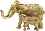 Overstock Q-Max 7.5" W Gold Thai Elephant with Baby Statue Feng Shui Decoration ... - Image 2