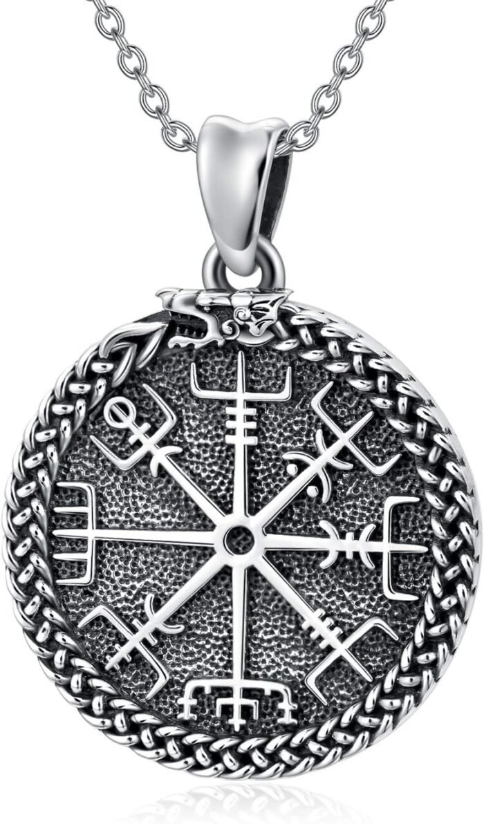 PELOVNY Viking Necklace for Men Women 925 Sterling Silver Viking Compass Dragon ... - Image 2