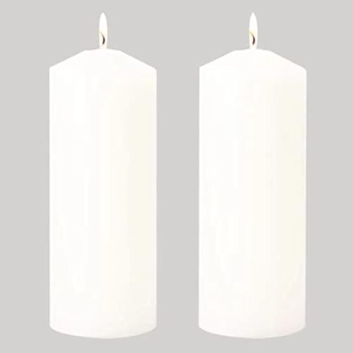 Pillar Candles Set of 2, Unscented Large White Emergency Candle, 3x8 inches Hand... - Image 2