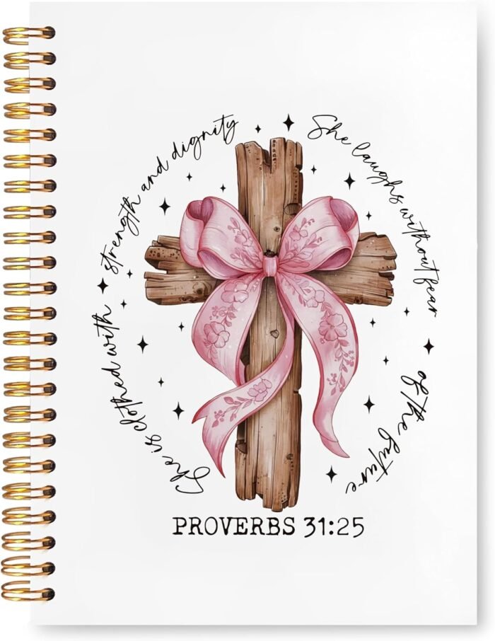 Pink Bow Cross Christian Notebooks for Women, Proverbs 31 Woman Gifts, Bible Chu... - Image 2