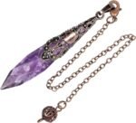 Rockcloud Natural Amethyst Dowsing Pendulum Chakra Crystal Point Pendant Pendulu... - Image 2