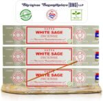 Satya Nagchampa White Sage Incense Sticks, Satya Bng (Bangalore) Insenses 15gmx3... - Image 2