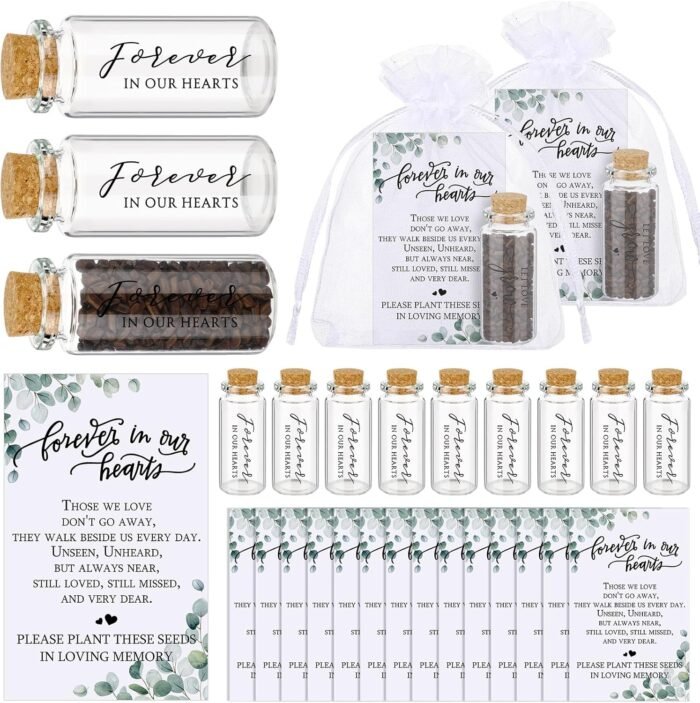 Tanlade 50 Sets Funeral Favors Memorial Seed Big Glass Bottles with Cork Stopper... - Image 2