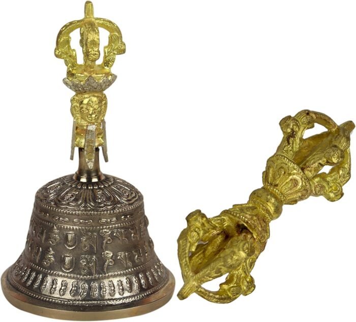Tibetan Meditation Bell and Dorjee set, for Buddhist meditation, ritual practice... - Image 2